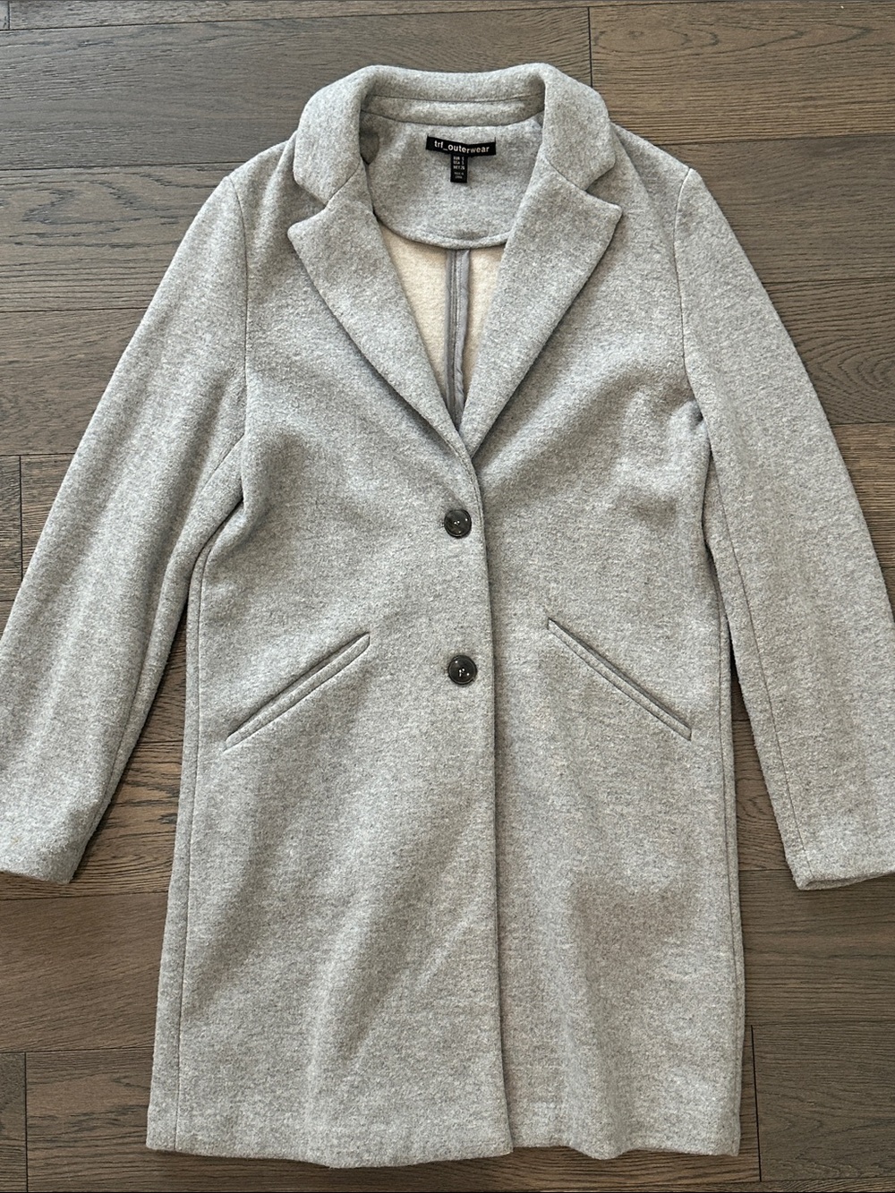 Tailored Wool-Blend Gray Single-Breasted Coat